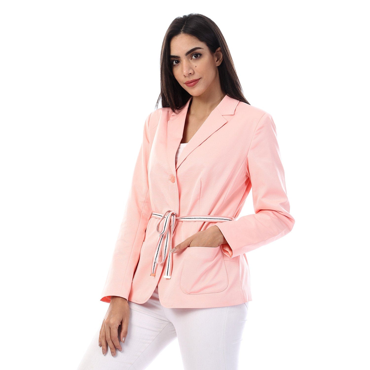 داليدرس جاكيت سادة بأزرار أمامية كم طويل نسائي