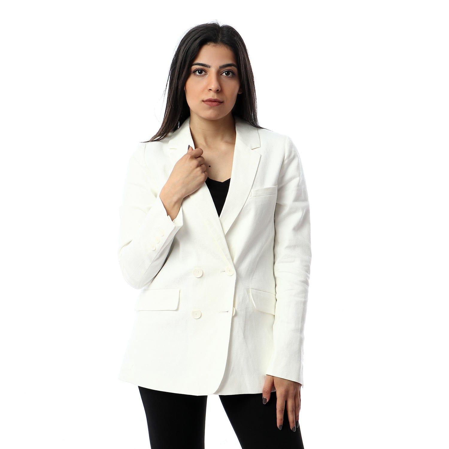 داليدرس جاكيت رسمي سادة كم طويل بأزرار أمامية نسائي