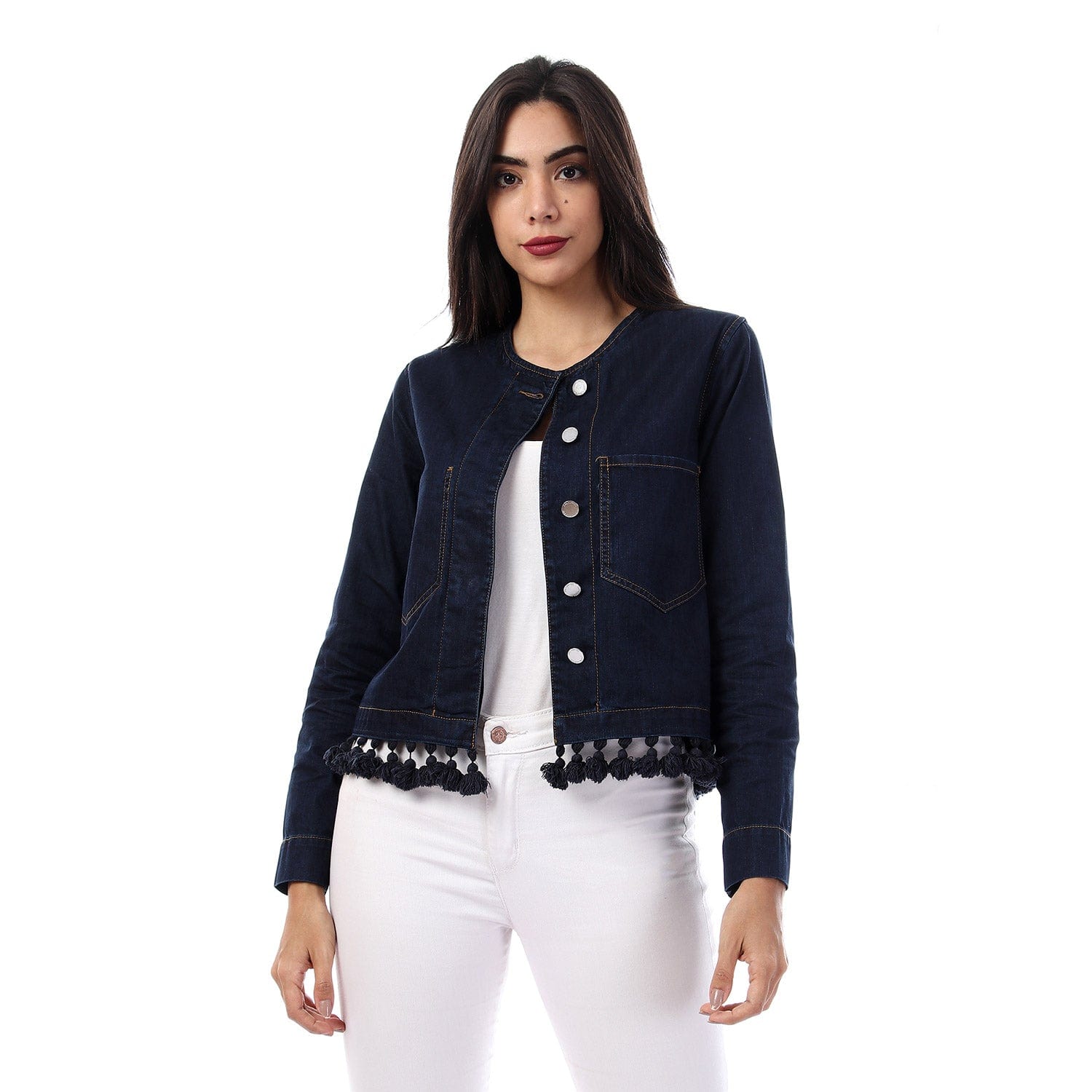 داليدرس جاكيت قصير جينز بأزرار أمامية نسائي جينز داكن