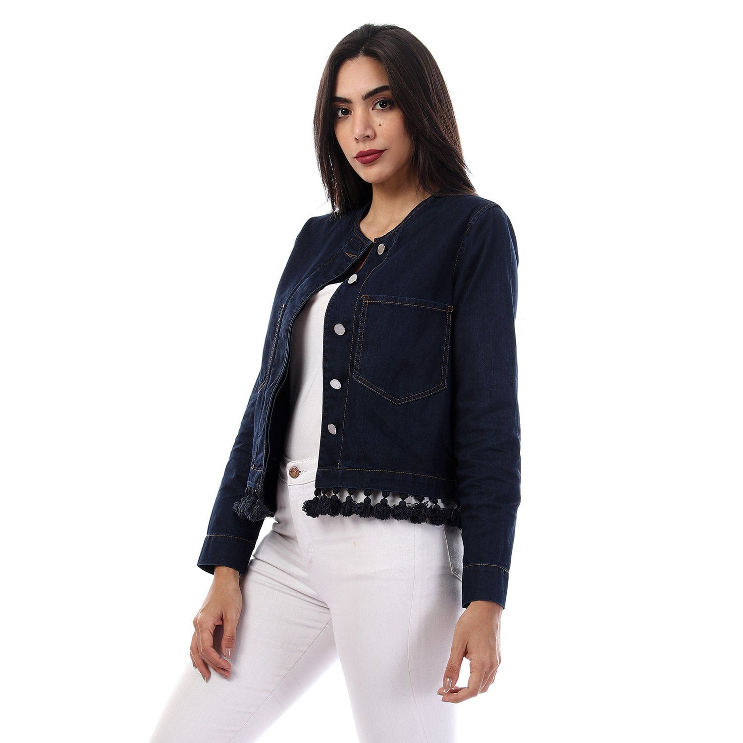 داليدرس جاكيت قصير جينز بأزرار أمامية نسائي جينز داكن