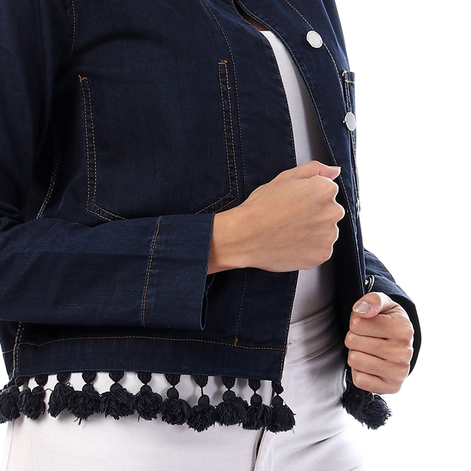 داليدرس جاكيت قصير جينز بأزرار أمامية نسائي جينز داكن