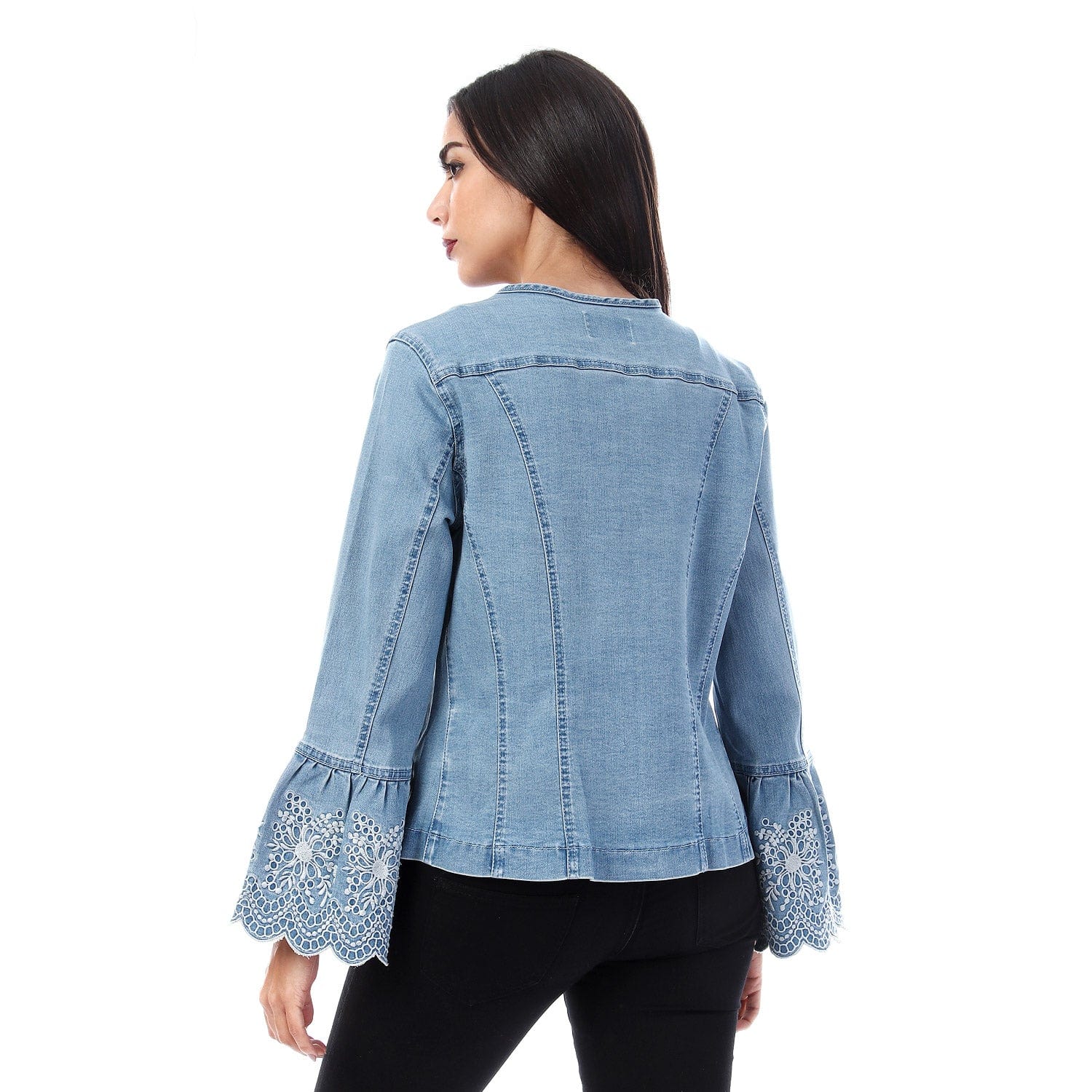 داليدرس جاكيت جينز فاتح كم طويل نسائي جينز فاتح