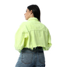 داليدرس جاكيت قصير سادة فاتح جينز كم طويل نسائي أصفر