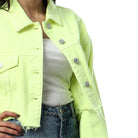 داليدرس جاكيت قصير سادة فاتح جينز كم طويل نسائي أصفر