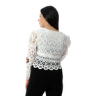 داليدرس جاكيت خصر مرتفع مخرم كم طويل نسائي أوف وايت