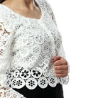 داليدرس جاكيت خصر مرتفع مخرم كم طويل نسائي أوف وايت