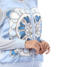 داليدرس كارديجان قصير منقوش بسحاب كم طويل نسائي أزرق فاتح