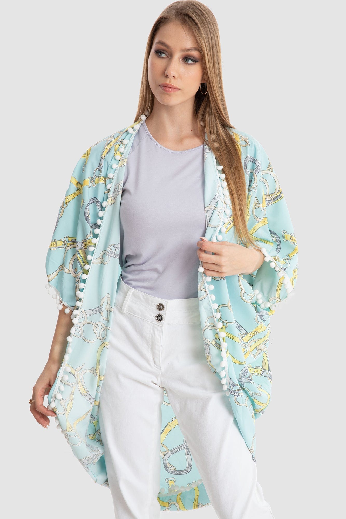 داليدرس كيمونو منقوش مزين بالكرات نسائي