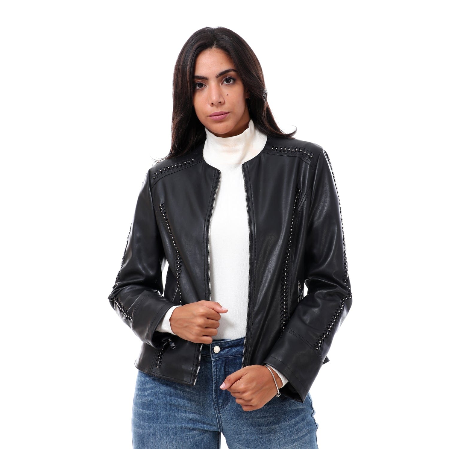 داليدرس جاكيت رسمي لامع واسع كم طويل نسائي أسود