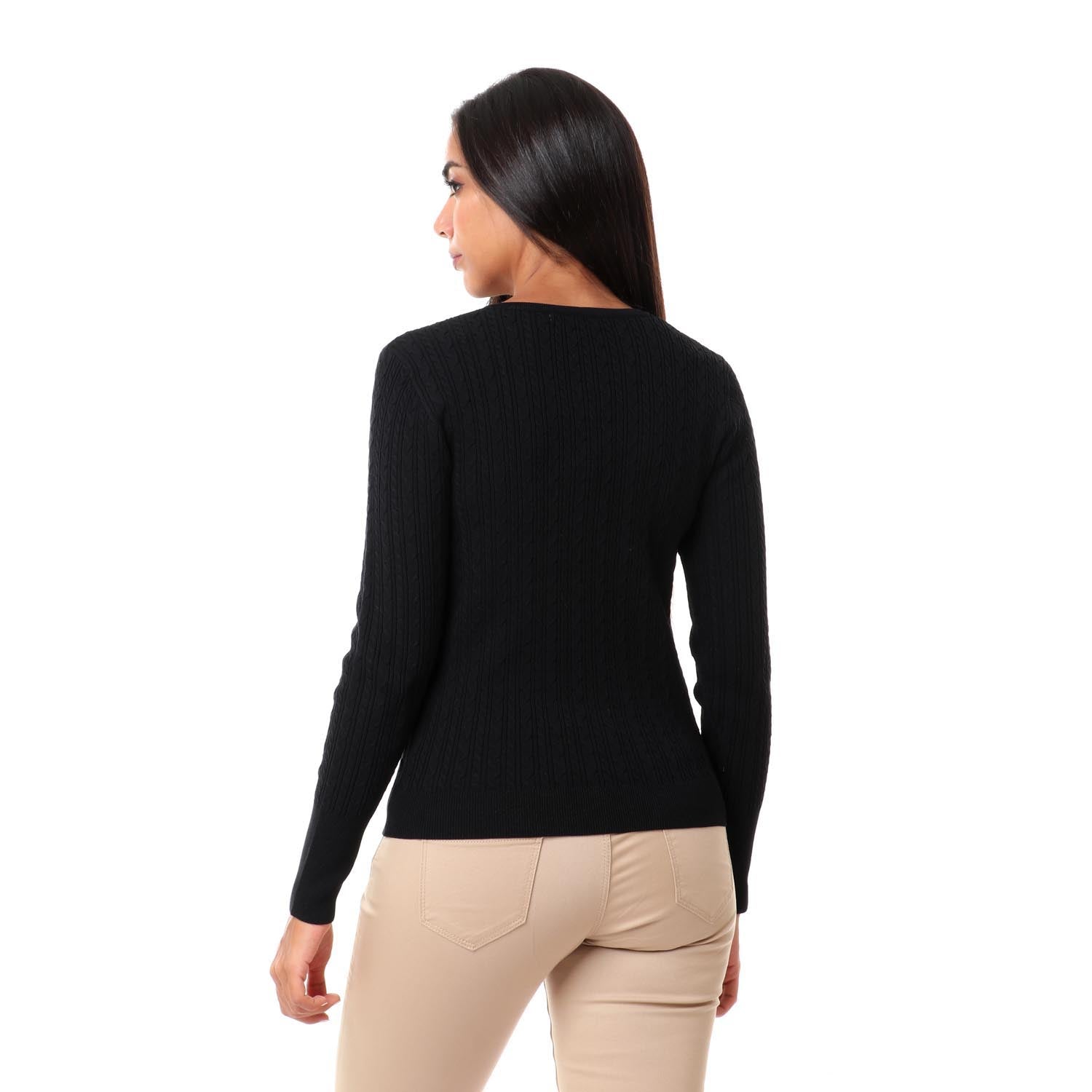 داليدرس كارديجان قصير مضفر بأزرار أمامية كم طويل نسائي