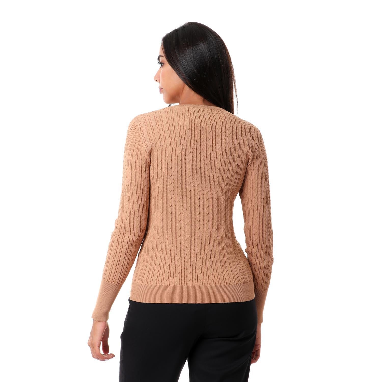 داليدرس كارديجان قصير مضفر بأزرار أمامية كم طويل نسائي