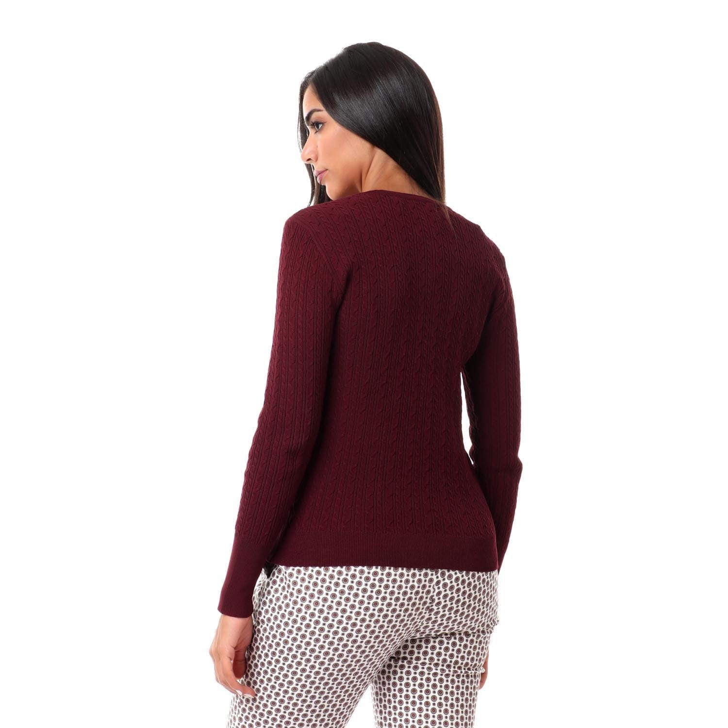 داليدرس كارديجان قصير مضفر بأزرار أمامية كم طويل نسائي