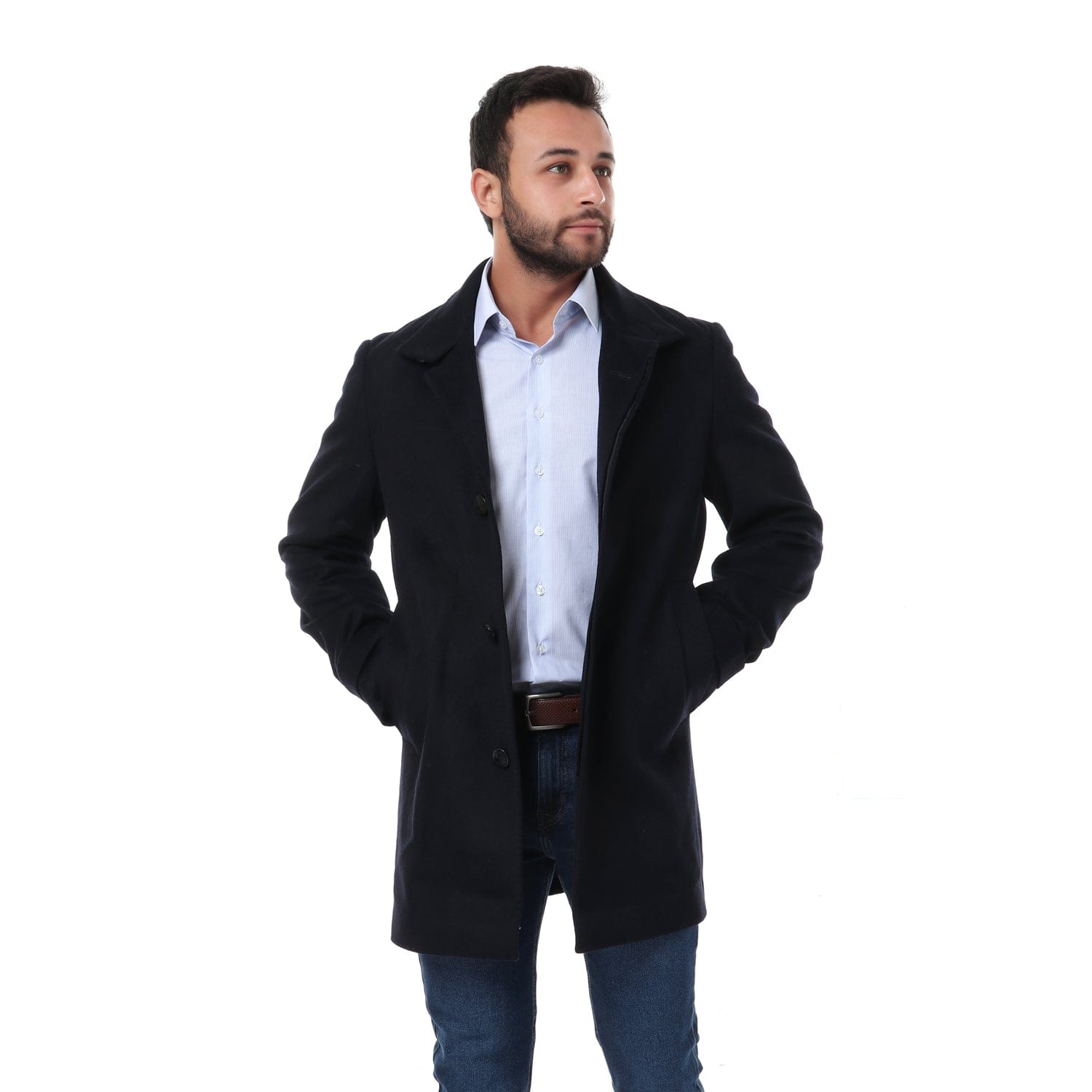 داليدرس جاكيت طويل سادة كم طويل نسائي أزرق داكن