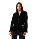 داليدرس جاكيت سادة كم طويل مزين بالفرو أسود