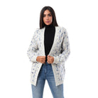 داليدرس كارديجان منقوش كم طويل مفتوح نسائي فضي