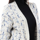 داليدرس كارديجان منقوش كم طويل مفتوح نسائي فضي