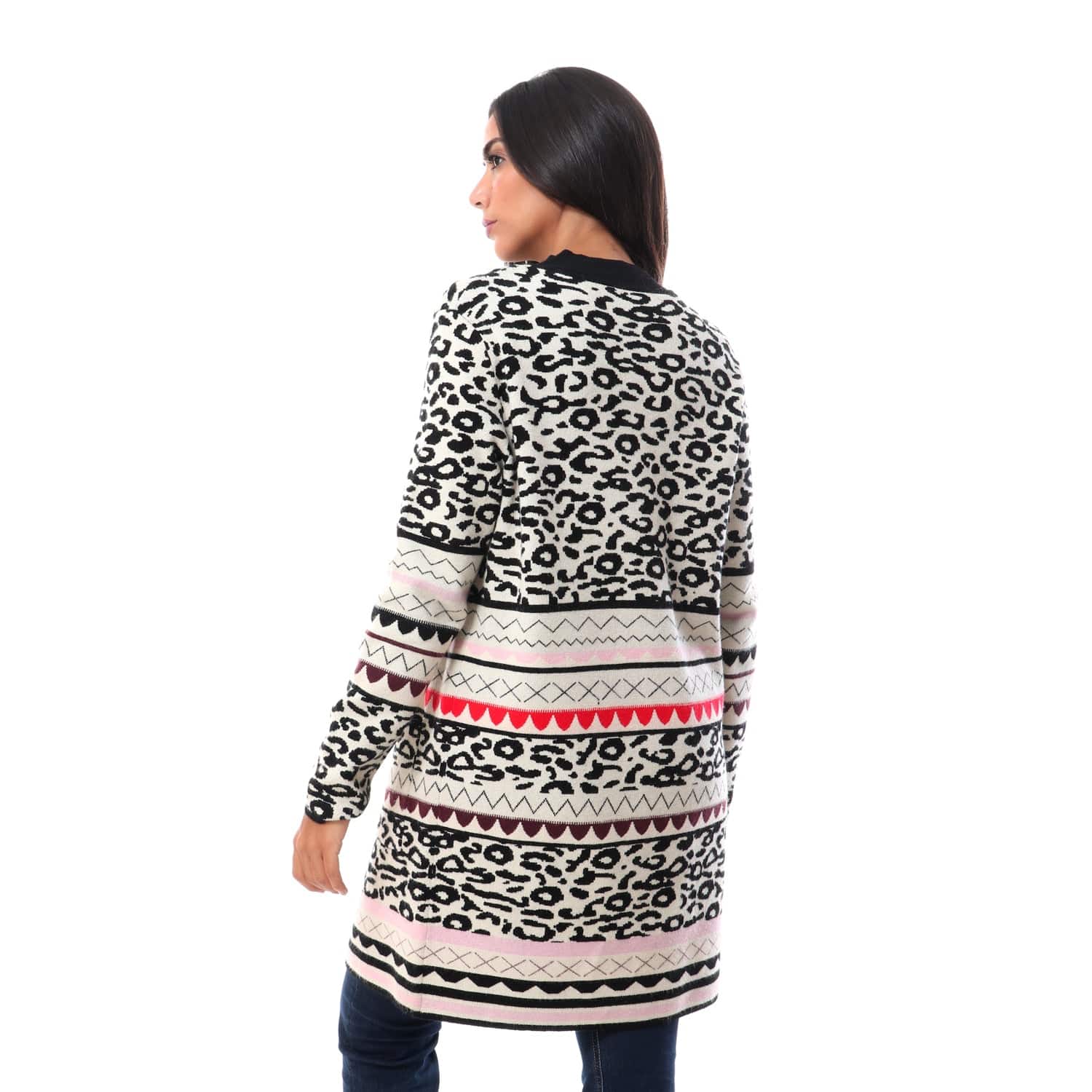 داليدرس كارديجان طويل منقوش بجيوب كم طويل نسائي متعدد الألوان