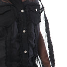 داليدرس جاكيت شفاف أوفر سايز بأزرار أمامية كم طويل نسائي أسود