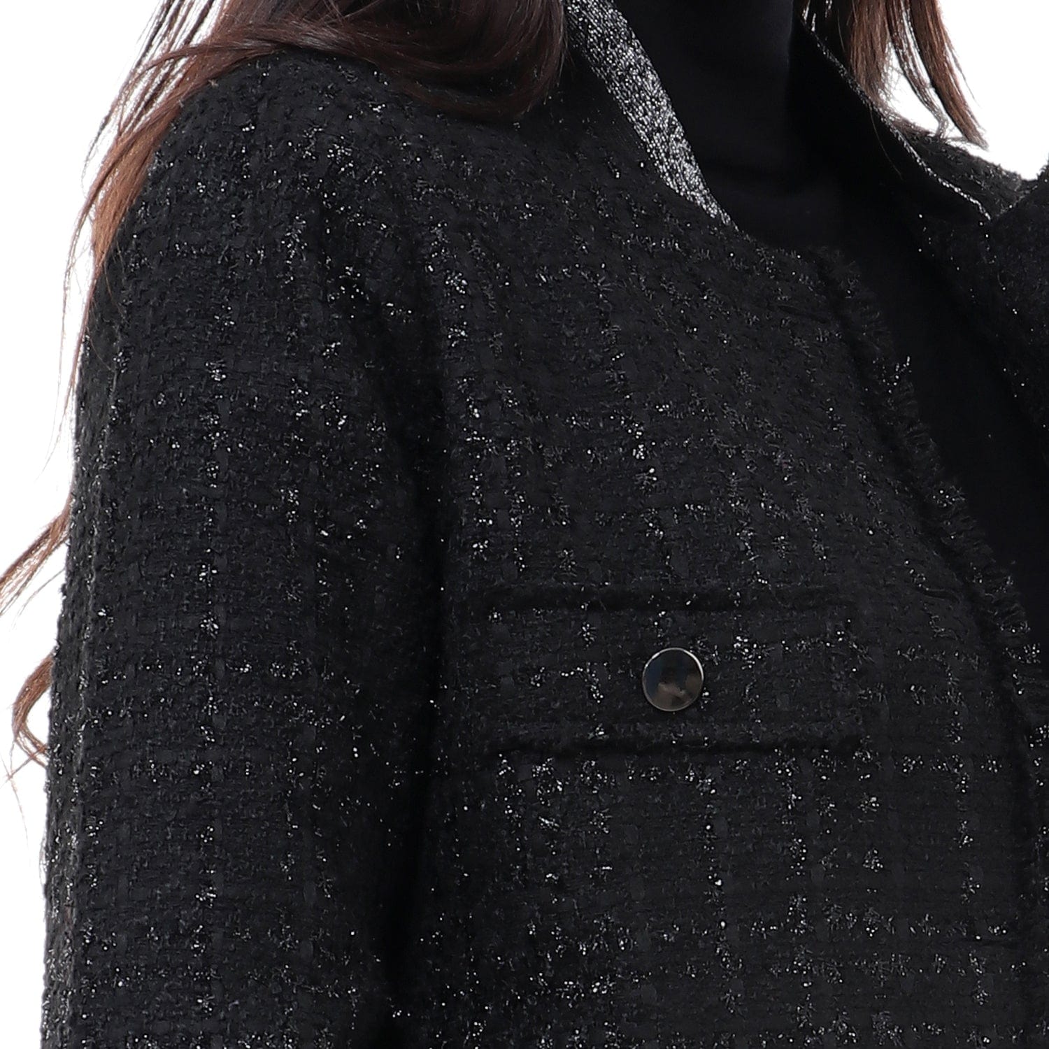 داليدرس جاكيت منسوج قصير كم طويل نسائي أسود