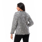 داليدرس جاكيت منقوش واسع كم طويل مفتوح نسائي أسود/أبيض