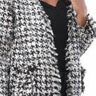 داليدرس جاكيت منقوش واسع كم طويل مفتوح نسائي أسود/أبيض
