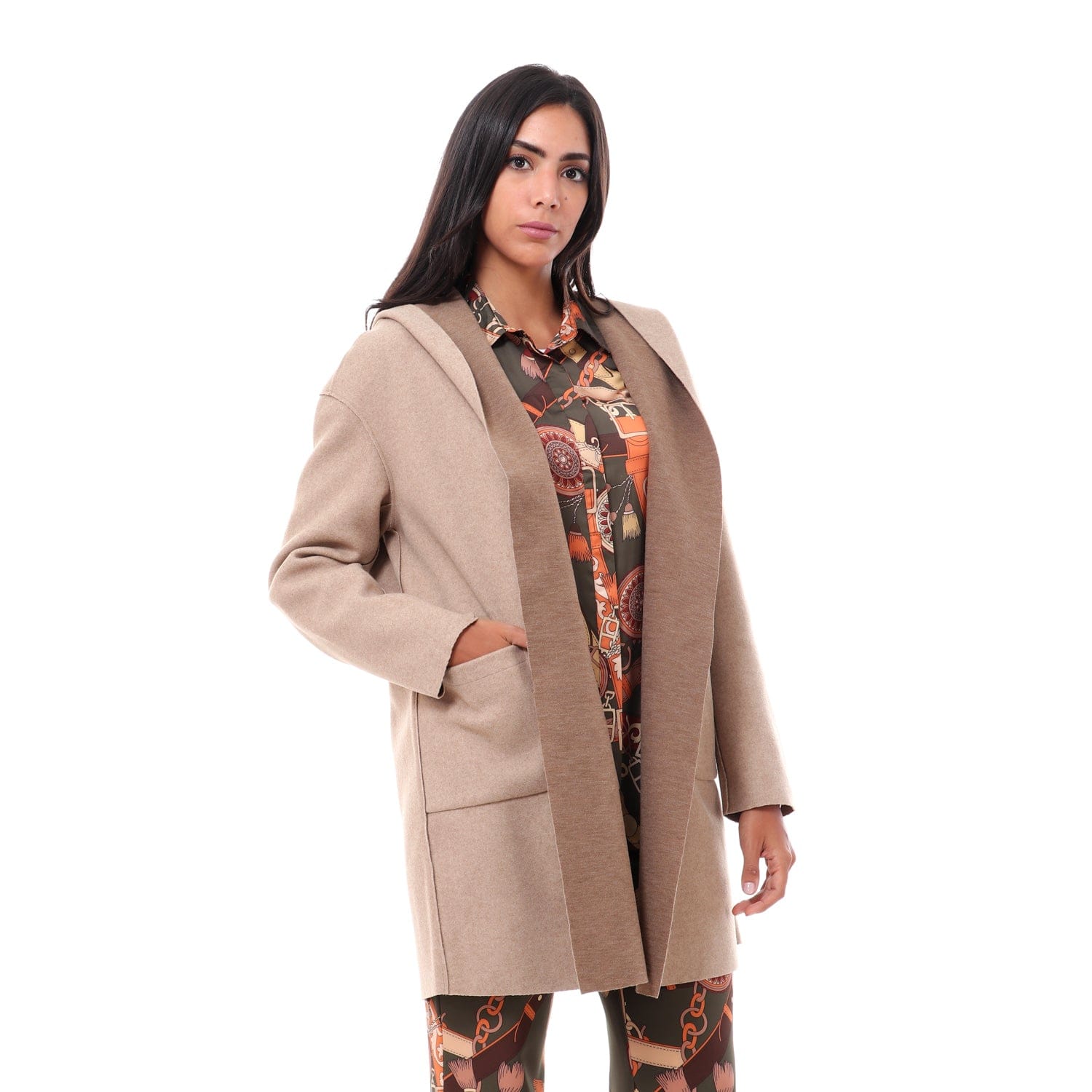 داليدرس كارديجان طويل سادة برباط وجيوب نسائي جملي