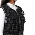 داليدرس فيست صوف نسائي بجيوب أمامية أسود/فضي