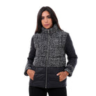 داليدرس جاكيت بمب مزين بخيط منسوج كم طويل نسائي أسود/أبيض