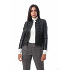 داليدرس جاكيت جلد سادة بأزرار أمامية قصير نسائي أسود