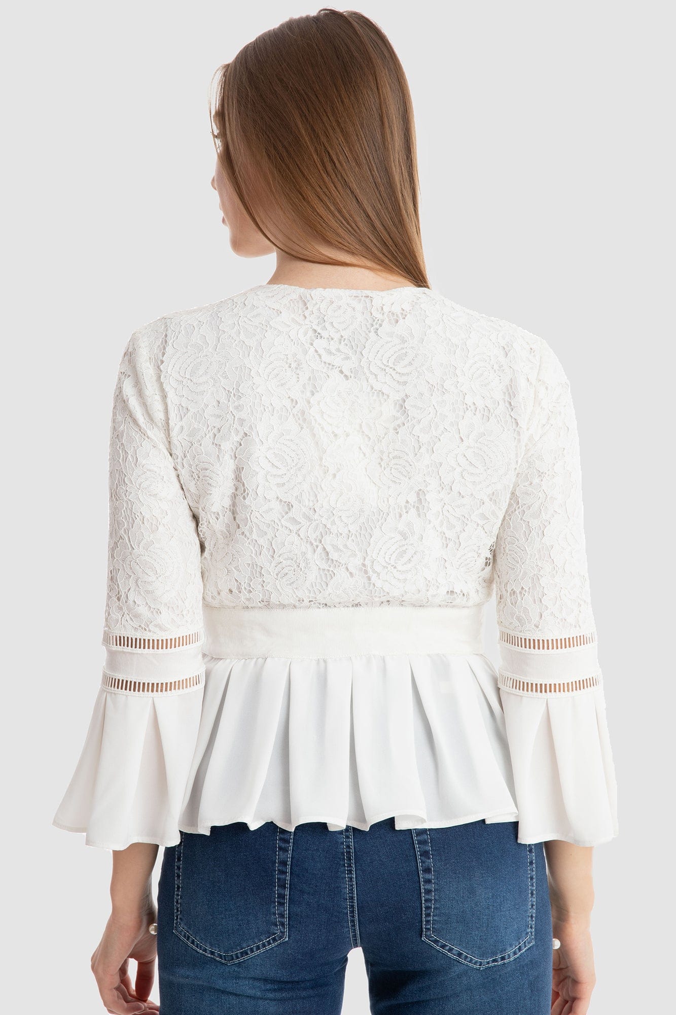 داليدرس جاكيت دانتيل مزين بفيونكة أمامية نسائي