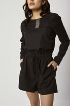 داليدرس جمبسوت مخصر قصير كم طويل نسائي أسود