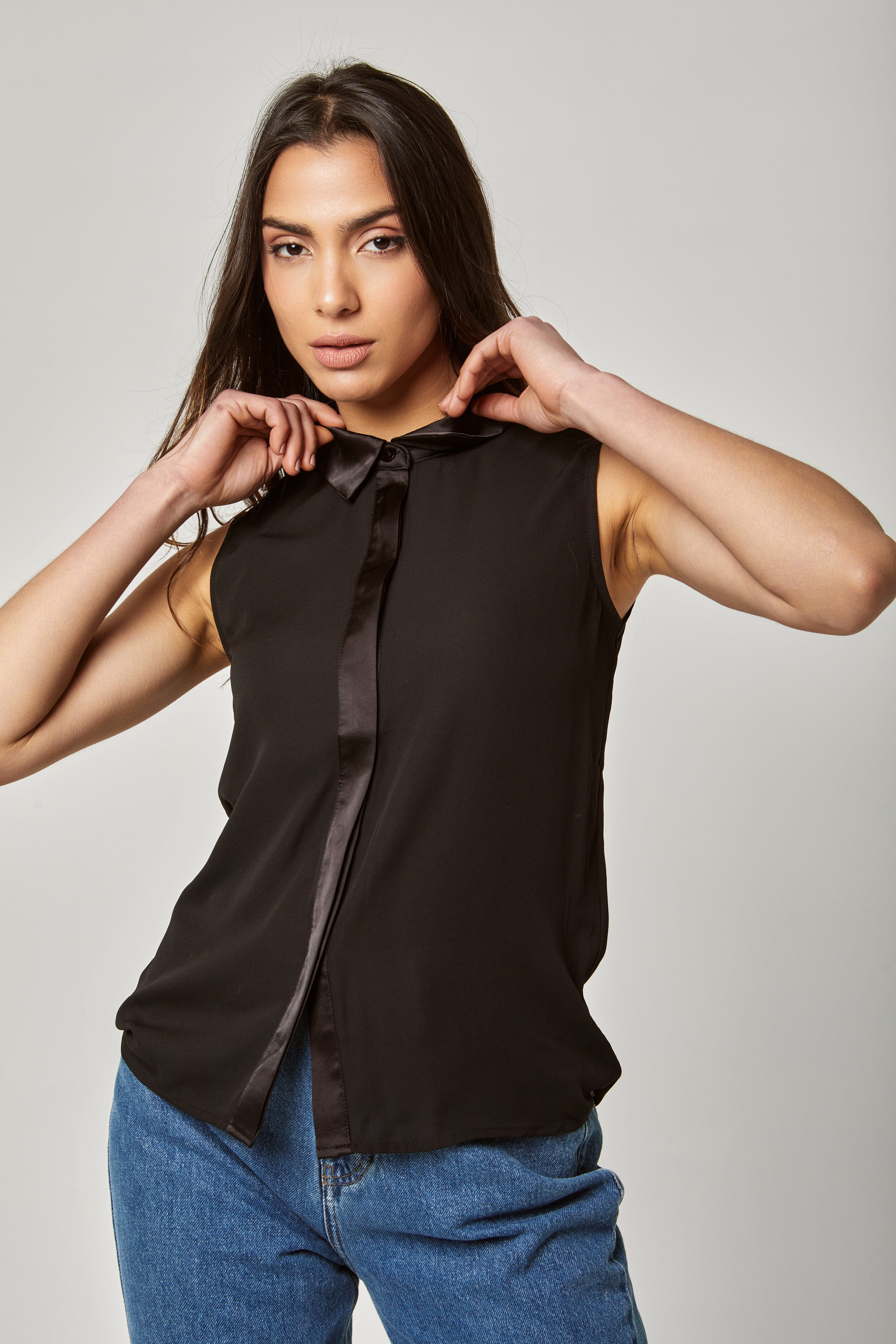 داليدرس بلوزة سادة بياقة عريضة