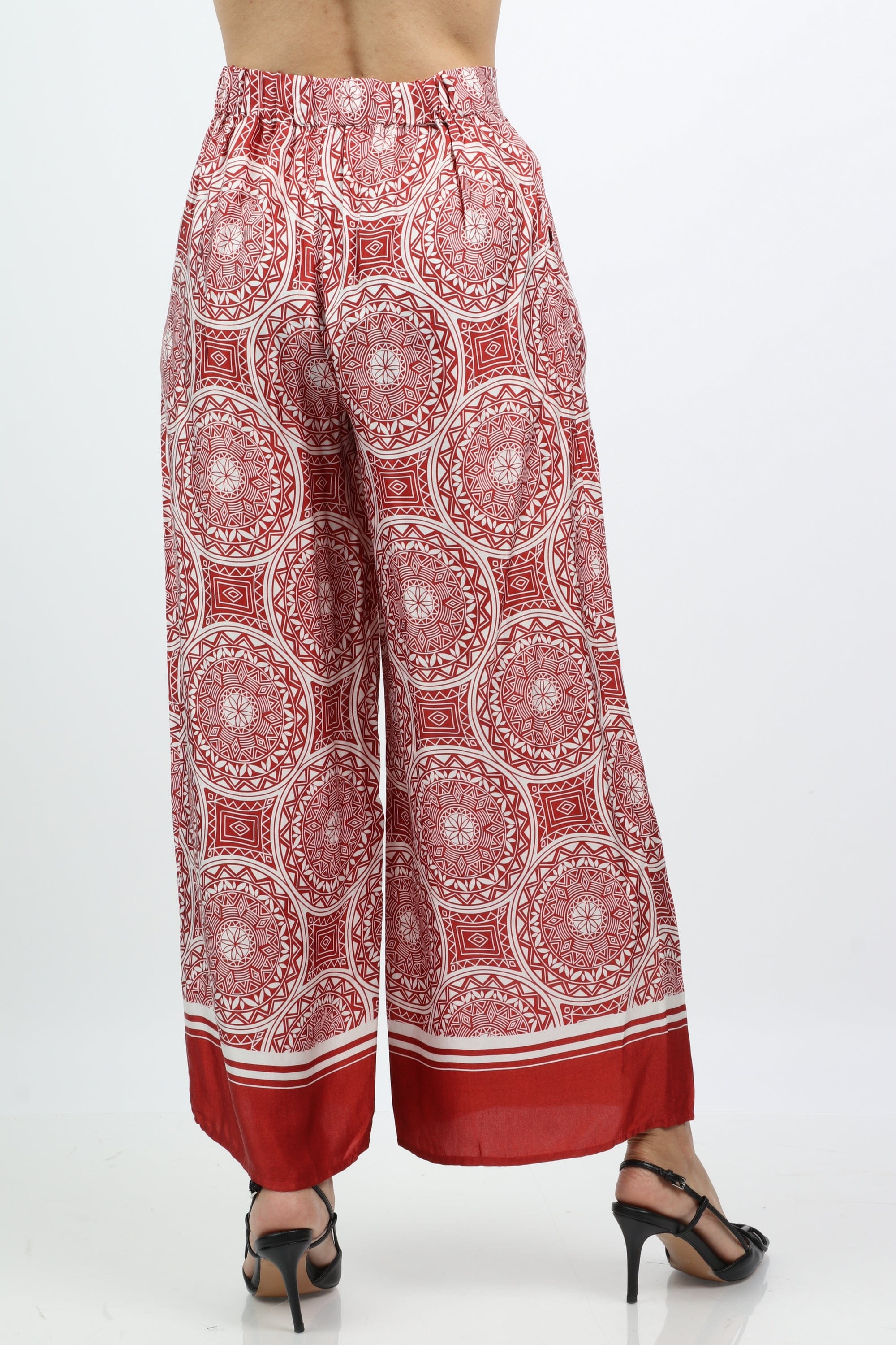 داليدرس بنطلون واسع بنمط طويل أحمر برتقالي