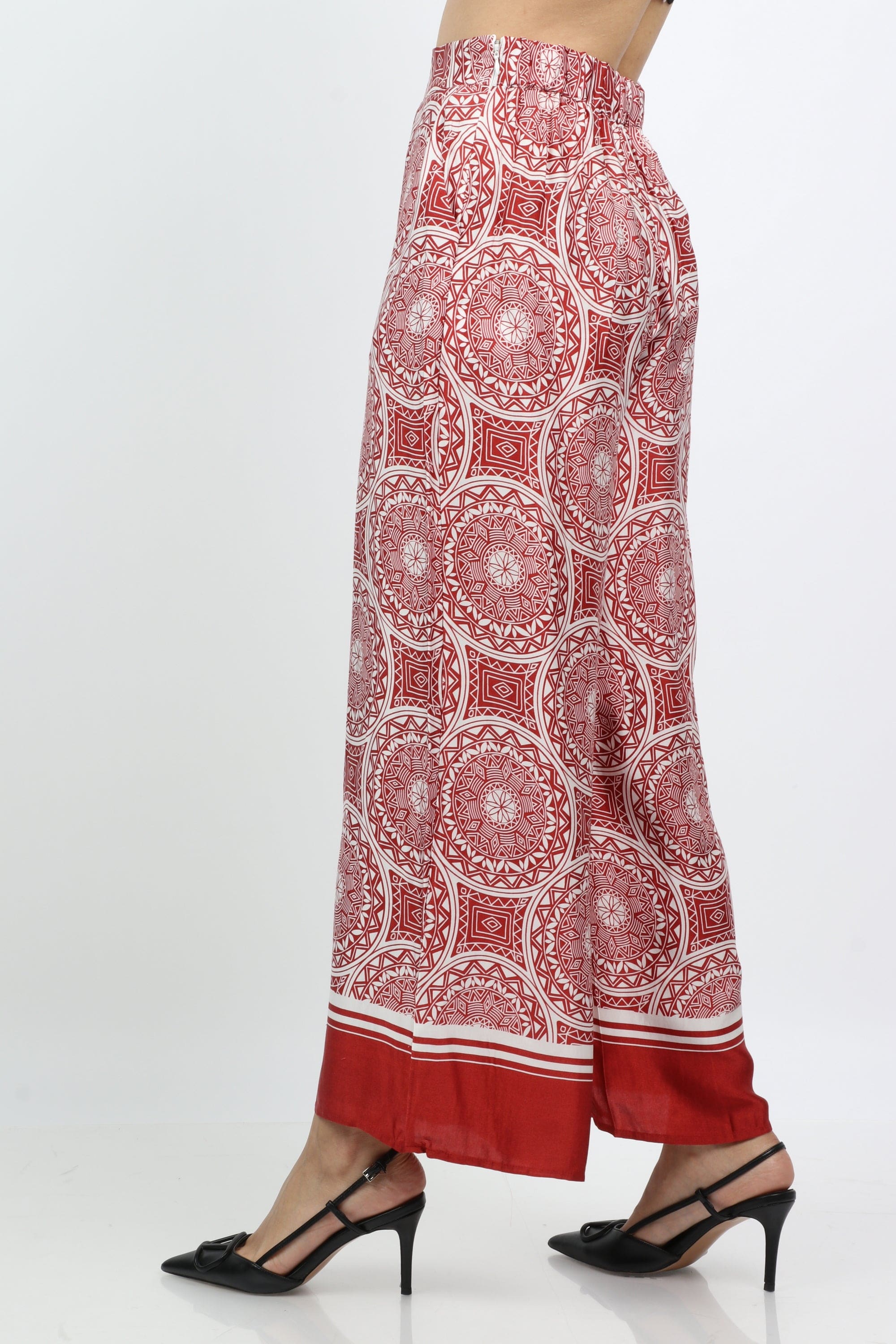 داليدرس بنطلون واسع بنمط طويل أحمر برتقالي