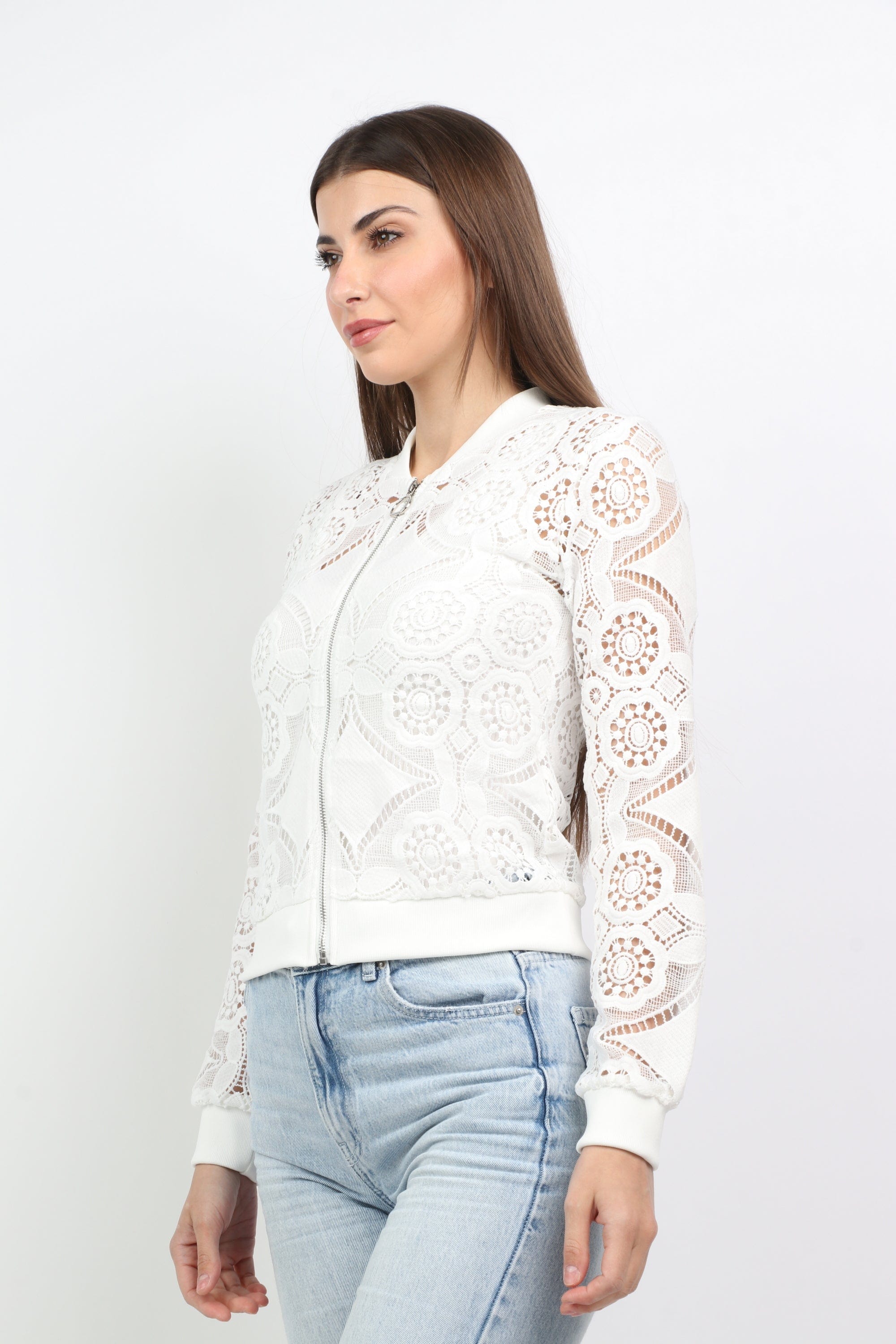 داليدرس جاكيت قصير بسحاب مخرم كم طويل نسائي رملي