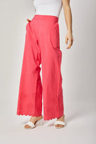 داليدرس بنطلون هاي ويست طويل واسع نسائي وردي مائل للأحمر الداكن