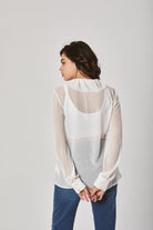 داليدرس بلوزة سادة بكسرات كم طويل بربطة عنق نسائي رملي