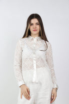 داليدرس بلوزة دانتيل بأزرار أمامية لامعة نسائي