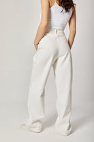 داليدرس بنطلون واسع سادة بسحاب نسائي أبيض