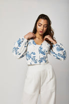 داليدرس بلوزة مشجرة نص بطن كم طويل منفوخ نسائي متعدد الألوان