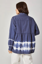 داليدرس بلوزة نسائية مشبحة بأزرار أمامية أزرق