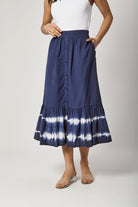 داليدرس جيبه ميدي نسائية خصر مزموم بأزرار أمامية أزرق