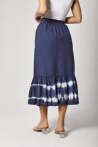 داليدرس جيبه ميدي نسائية خصر مزموم بأزرار أمامية أزرق