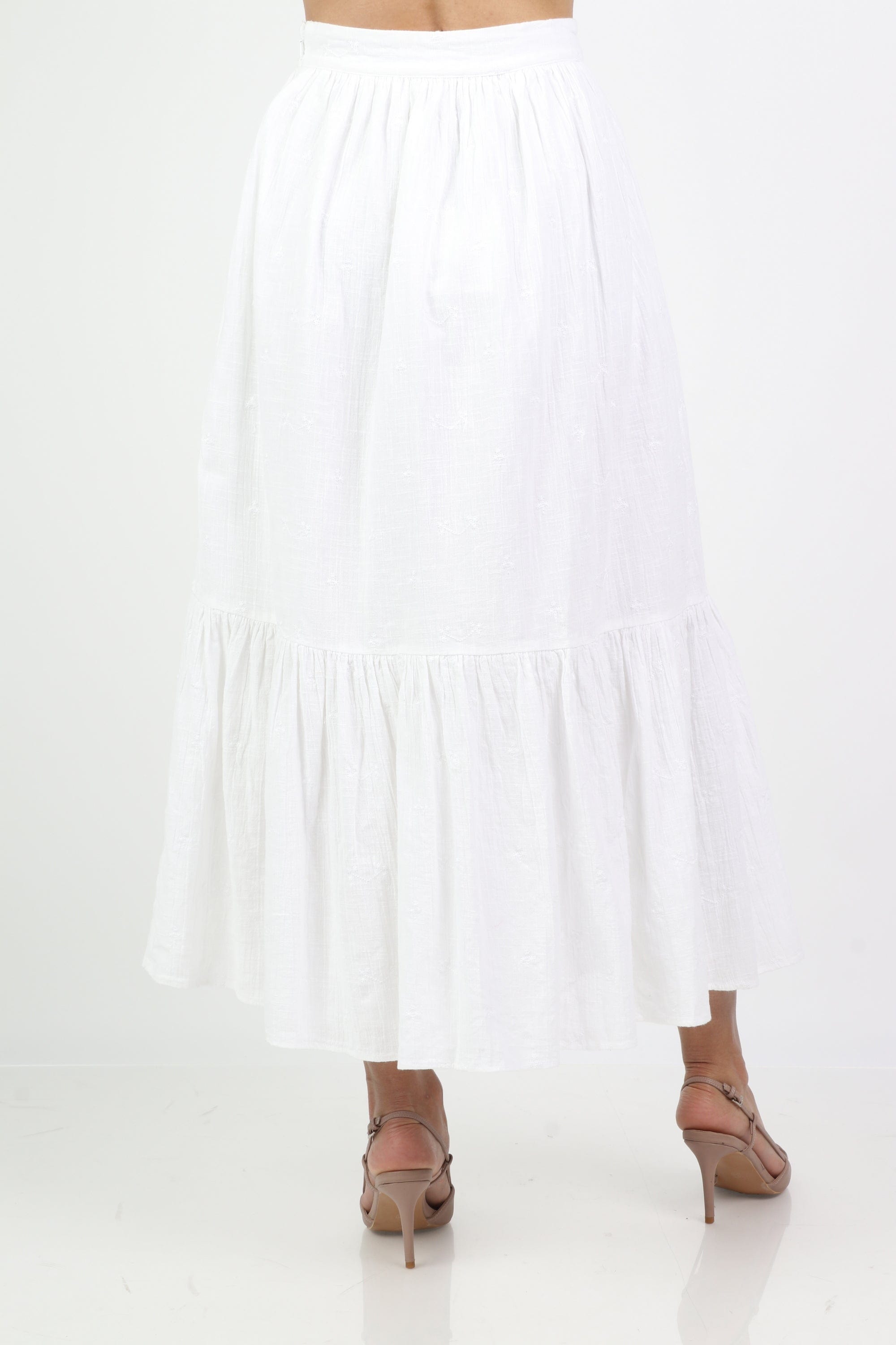 داليدرس تنورة طويلة سادة واسعة نسائية أوف وايت