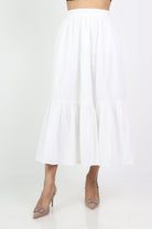 داليدرس تنورة طويلة سادة واسعة نسائية أوف وايت