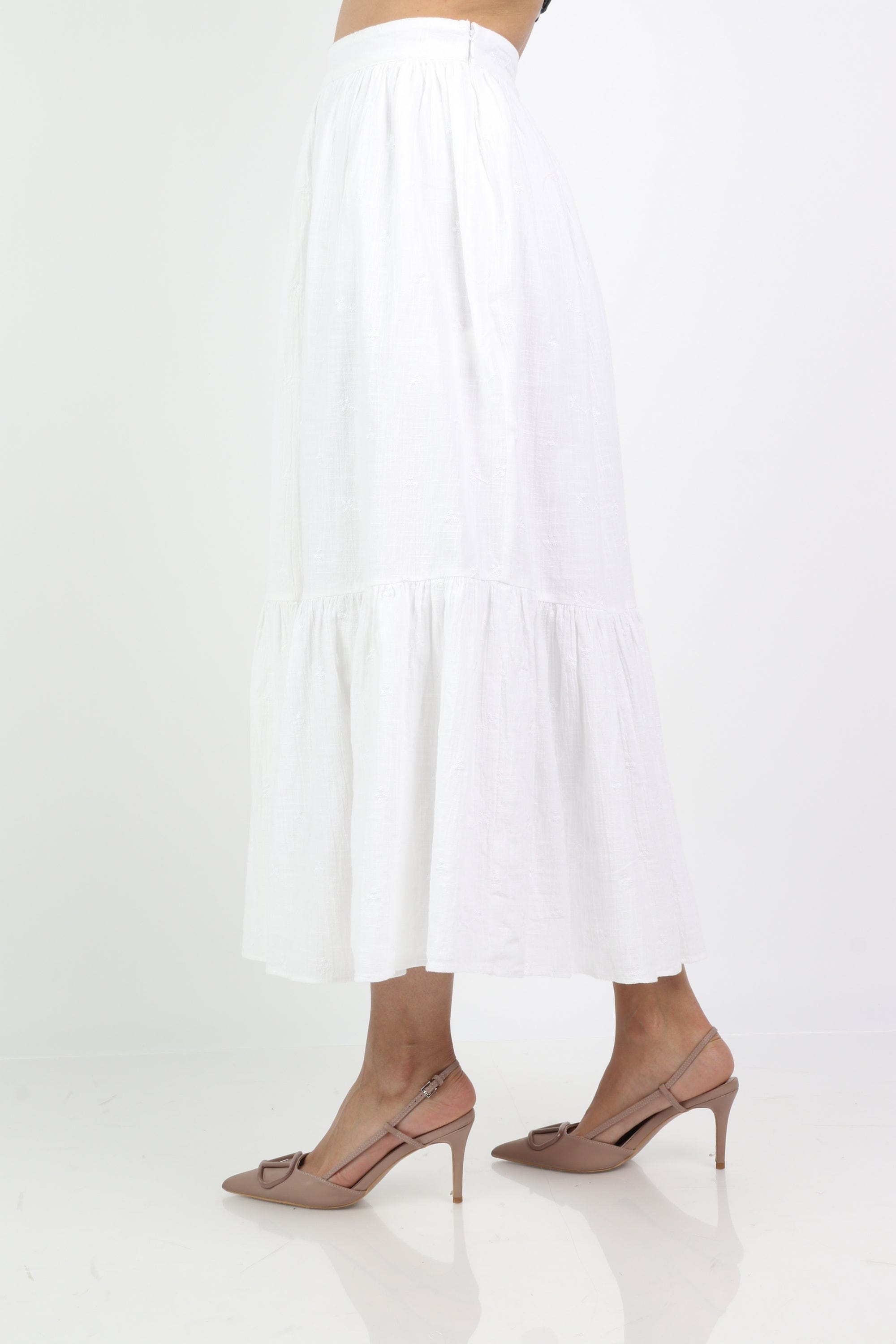 داليدرس تنورة طويلة سادة واسعة نسائية أوف وايت