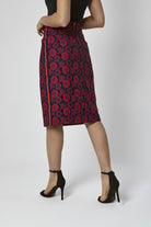 داليدرس تنورة قصيرة موردة نص كم ضيقة نسائية أحمر/كحلي