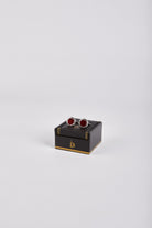 داليدرس طقم دبوس قميص البدلة دائري باللون الأحمر فضي