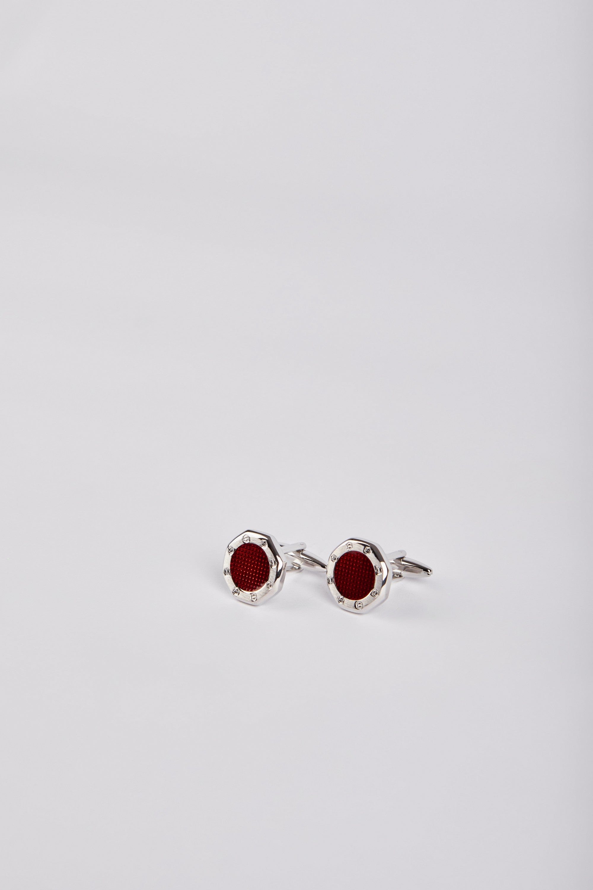 داليدرس طقم دبوس قميص البدلة دائري باللون الأحمر فضي