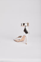 داليدرس صندل لامع كعب مرتفع لامع نسائي فضي